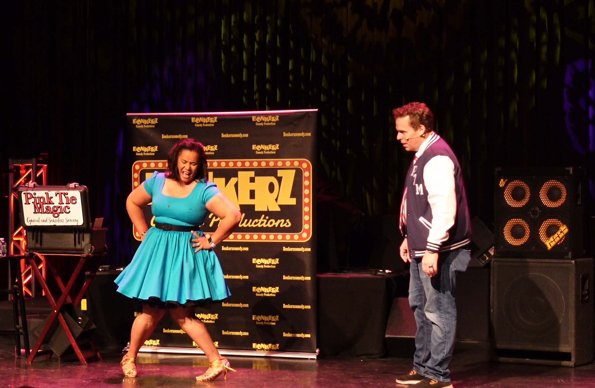 Veronica dancing on stage at Bonkerz